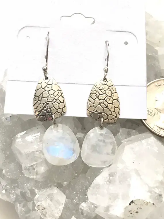Faceted Blue Moonstone Abstract Earrings