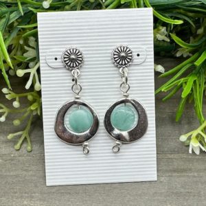 Goddess Earrings | Genuine Green Moonstone Puffed Coin Stone Drop Dangle Earrings | Hypoallergenic Titanium Posts | Natural genuine Gemstone earrings. Buy crystal jewelry, handmade handcrafted artisan jewelry for women.  Unique handmade gift ideas. #jewelry #beadedearrings #beadedjewelry #gift #shopping #handmadejewelry #fashion #style #product #earrings #affiliate #ad