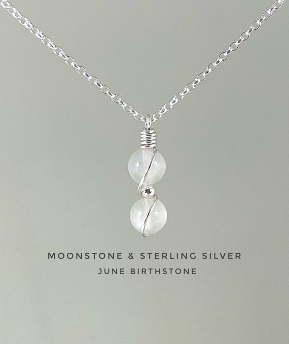Moonstone Necklace, June Birthstone, 925 Sterling Silver, Bridal Necklace, Cancer Zodiac