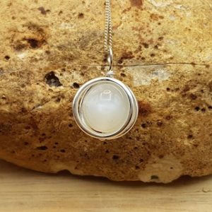 Minimalist Moonstone circle Pendant necklace. Reiki jewelry. June's Birthstone. 10mm gemstone. Sterling silver necklaces for women. C1 | Natural genuine Moonstone pendants. Buy crystal jewelry, handmade handcrafted artisan jewelry for women.  Unique handmade gift ideas. #jewelry #beadedpendants #beadedjewelry #gift #shopping #handmadejewelry #fashion #style #product #pendants #affiliate #ad