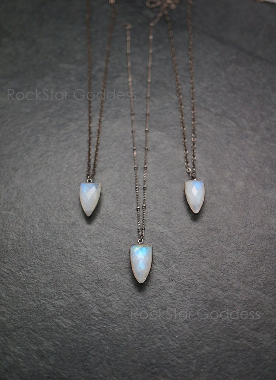 Moonstone Necklace / Gunmetal Moonstone / Moonstone Jewelry / Moonstone Pendant  / Moonstone
