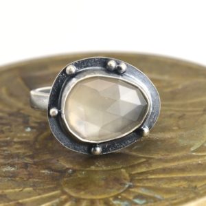 silver moonstone sterling silver ring size 8.5 | Natural genuine Gemstone rings, simple unique handcrafted gemstone rings. #rings #jewelry #shopping #gift #handmade #fashion #style #affiliate #ad