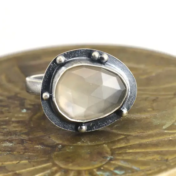 Silver Moonstone Sterling Silver Ring Size 8.5