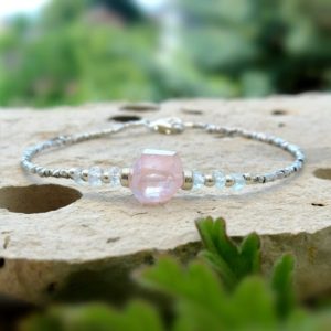 Morganite And Karen Hill Silver Beads Bracelet Pink Aquamarine Bracelet Healing Crystals Raw Gemstone Jewelry March Birthstone Gifts For Her | Natural genuine Morganite bracelets. Buy crystal jewelry, handmade handcrafted artisan jewelry for women.  Unique handmade gift ideas. #jewelry #beadedbracelets #beadedjewelry #gift #shopping #handmadejewelry #fashion #style #product #bracelets #affiliate #ad
