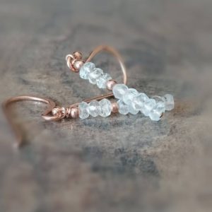 Shop Morganite Earrings! Morganite Earrings, March Birthstone, Pink Aquamarine Rose Gold Earrings, Dangle Earrings, Delicate Jewelry, Gifts For Her | Natural genuine Morganite earrings. Buy crystal jewelry, handmade handcrafted artisan jewelry for women.  Unique handmade gift ideas. #jewelry #beadedearrings #beadedjewelry #gift #shopping #handmadejewelry #fashion #style #product #earrings #affiliate #ad