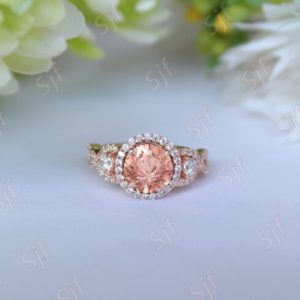 1.60 ct AAA Peach Morganite solitaire ring* engagement ring *gift for wife * ring for proposal * ring for wife, Diamond Halo Women jewelry.. | Natural genuine Array rings, simple unique alternative gemstone engagement rings. #rings #jewelry #bridal #wedding #jewelryaccessories #engagementrings #weddingideas #affiliate #ad