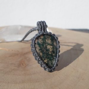 Shop Moss Agate Pendants! Moss Agate Pendant, Macrame Stone Necklace, Healing Crystal Necklace, Moss Agate Necklace, Macrame Pendant, Grounding Stone | Natural genuine Moss Agate pendants. Buy crystal jewelry, handmade handcrafted artisan jewelry for women.  Unique handmade gift ideas. #jewelry #beadedpendants #beadedjewelry #gift #shopping #handmadejewelry #fashion #style #product #pendants #affiliate #ad