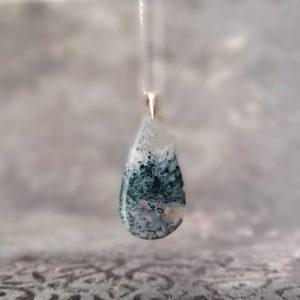 Moss Agate Necklace, Silver Necklace, Large Crystal Pendant, Natural Stone Necklace, Healing Jewelry | Natural genuine Moss Agate pendants. Buy crystal jewelry, handmade handcrafted artisan jewelry for women.  Unique handmade gift ideas. #jewelry #beadedpendants #beadedjewelry #gift #shopping #handmadejewelry #fashion #style #product #pendants #affiliate #ad