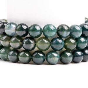 Shop Moss Agate Round Beads! Natural Botanical Moss Agate Gemstone Grade AAA Round 4-5mm 6-7mm 8mm 10mm 12mm Loose Beads | Natural genuine round Moss Agate beads for beading and jewelry making.  #jewelry #beads #beadedjewelry #diyjewelry #jewelrymaking #beadstore #beading #affiliate #ad