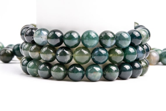 Natural Botanical Moss Agate Gemstone Grade Aaa Round 4-5mm 6-7mm 8mm 10mm 12mm Loose Beads