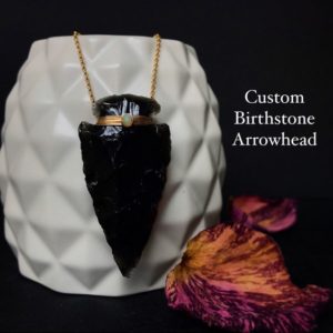 Custom Birthstone Obsidian Arrowhead Necklace | Bohemian Jewelry | Raw Gemstone Jewelry | Gold Sterling Silver Rose Gold Arrowhead Necklace | Natural genuine Obsidian necklaces. Buy crystal jewelry, handmade handcrafted artisan jewelry for women.  Unique handmade gift ideas. #jewelry #beadednecklaces #beadedjewelry #gift #shopping #handmadejewelry #fashion #style #product #necklaces #affiliate #ad