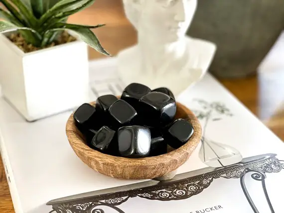 Black Obsidian Tumbled Stones For Negativity And Emf Shielding