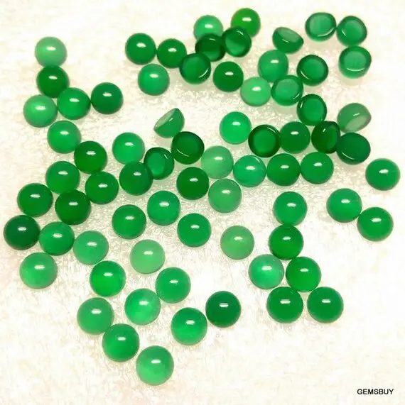 10 Pieces 4mm Green Onyx Cabochon Round Gemstone, 4mm Green Onyx Round Cabochon, Aaa Quality Gemstone, Green Onyx Cabochon Round Gemstone