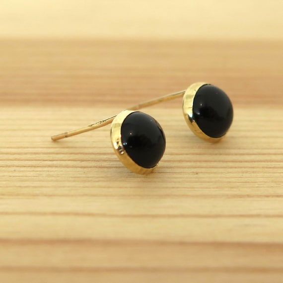 Black Onyx, 14k Earrings, Dainty Earrings, Gemstone Jewelry, Tiny Stud Earrings, Minimalist Earrings, Statement Earrings, Black Earrings