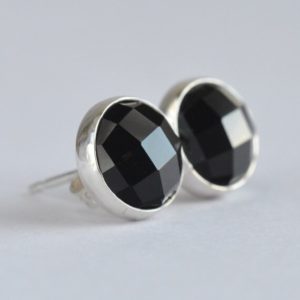 Shop Onyx Earrings! black onyx 8mm checkerboard cut earrings sterling silver pair | Natural genuine Onyx earrings. Buy crystal jewelry, handmade handcrafted artisan jewelry for women.  Unique handmade gift ideas. #jewelry #beadedearrings #beadedjewelry #gift #shopping #handmadejewelry #fashion #style #product #earrings #affiliate #ad