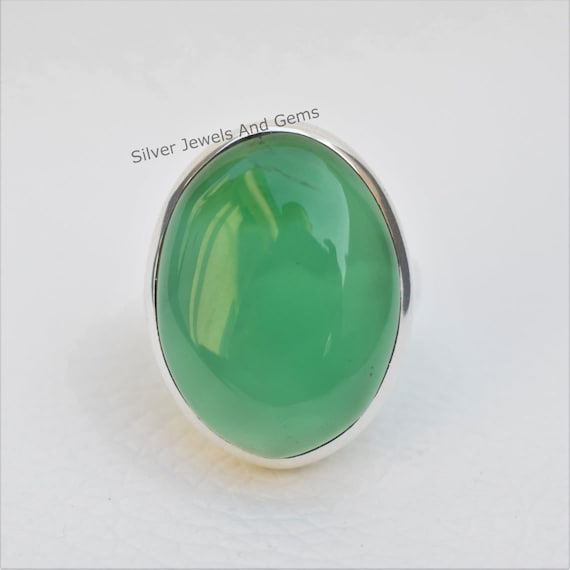 Natural Green Onyx Ring, Handmade Ring, Gift For Her, 925 Sterling Silver Ring, Oval Onyx Ring, December Birthstone, Promise Ring