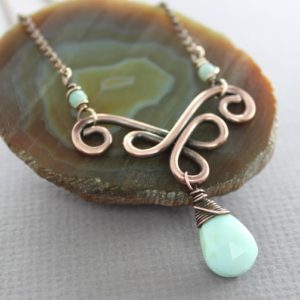 Shop Opal Necklaces! Celtic knot copper necklace with Peruvian opal stone, Dainty necklace, Rustic, Gemstone necklace, Celtic necklace, Opal necklace – NK125 | Natural genuine Opal necklaces. Buy crystal jewelry, handmade handcrafted artisan jewelry for women.  Unique handmade gift ideas. #jewelry #beadednecklaces #beadedjewelry #gift #shopping #handmadejewelry #fashion #style #product #necklaces #affiliate #ad