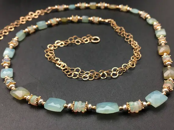 Peruvian Opal And Ethiopian Opal Necklace