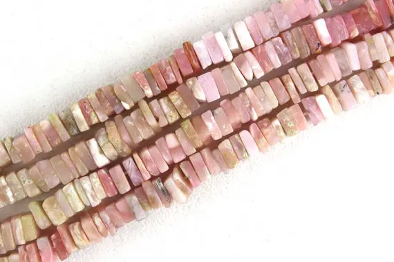 Good Quality 16" Long Natural Pink Peruvian Opal Heishi Beads,smooth Square Beads,opal Beads, 4-5 Mm Gemstone Beads, Wholesale Price