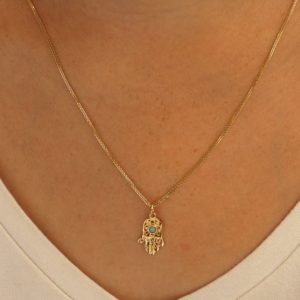 Shop Opal Pendants! Blue Opal Necklace, Dainty Opal Necklace, 14K Gold Necklace Pendant, October Birthstone Necklace, Gold Hamsa Necklace, Hamsa Pendant | Natural genuine Opal pendants. Buy crystal jewelry, handmade handcrafted artisan jewelry for women.  Unique handmade gift ideas. #jewelry #beadedpendants #beadedjewelry #gift #shopping #handmadejewelry #fashion #style #product #pendants #affiliate #ad