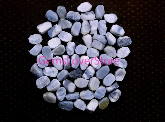 10 Pieces Blue Opal 14-16 Mm Unpolished Hand Cut Rough Natural Blue Opal Gemstone Making Jewelry Lucky Charm Opal Rough For Making Jewelry