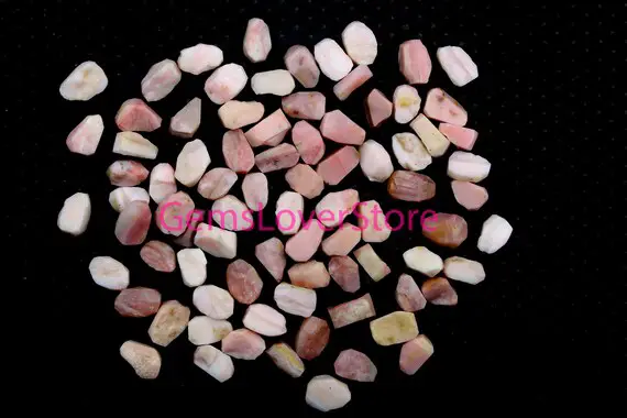 10 Pieces Raw Natural Crystals Size 14-16 Mm Natural Pink Opal Gemstone, Loose Rough Premium Pink Opal Unpolished Genuine Raw Making Jewelry