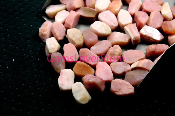 10 Pieces Premium Loose Rough Size 16-18 Mm Natural Pink Opal Gemstone, Peruvian Pink Opal Crystal Gemstone Opal Rough  Untreated Chunks