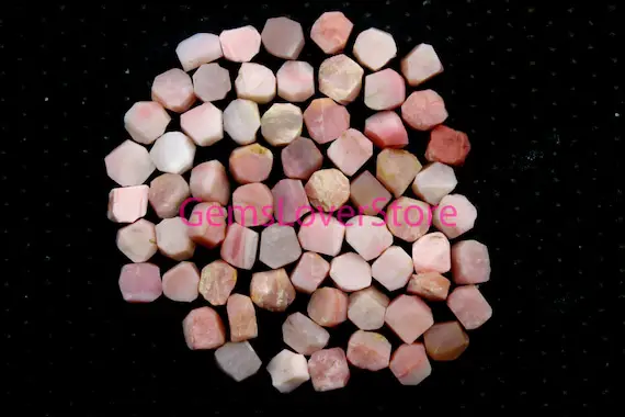 25 Piece Pink Crystal Gems Raw Size 10-12 Mm Healing Crystal Raw Natural Pink Opal Gemstone,untreated Hand Cut Loose Rough Pink Opal Crystal