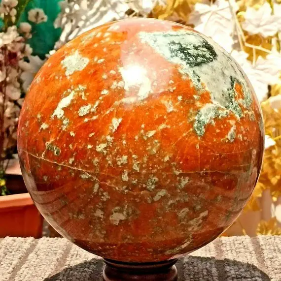 Beautiful Large 170mm Orange Calcite Stone Healing Chakra Mediation Metaphysical Sphere Ball