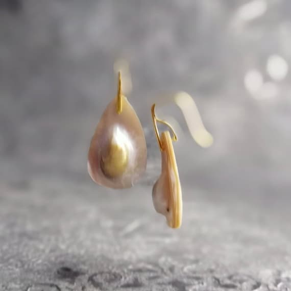 Pearl Blister Earrings, Sterling Silver Gold Or Rose Gold Earrings, Crystal Earrings, Natural Stone Earrings, Healing Earrings Long Earrings