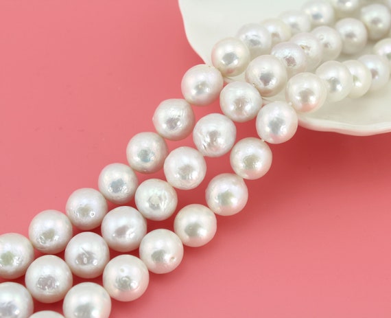 11-12mm Good Quality White Round Edison Pearls, Loose Pearl Strand, White Pearl Necklace, Wedding Pearl Jewelry, Wholesale Pearls-36pcs-np87