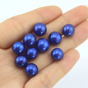 Shop Pearl Bead Shapes! 9-12mm Good Quality Royal blue Pearl Beads, Round Shape Pearls, Pearls Without Holes, Loose Pearls for Jewelry Making, Wholesale Pearls—#7 | Natural genuine other-shape Pearl beads for beading and jewelry making.  #jewelry #beads #beadedjewelry #diyjewelry #jewelrymaking #beadstore #beading #affiliate #ad