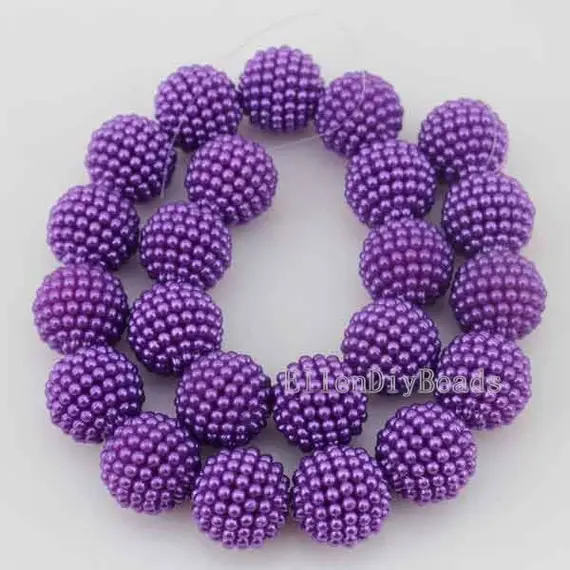 20mm Purple Round Beads, Pearl Shaped Beads, Plastic Acrylic Beads, Bubble Beads, Full Strand, Jewelry Making Gemstone Beads---23pcs---br071