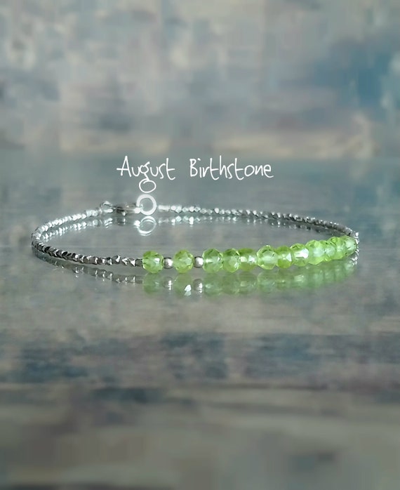 Green Peridot And Karen Hill Silver Beads Bracelet, Olivine Bracelet, August Birthstone, Gifts For Her
