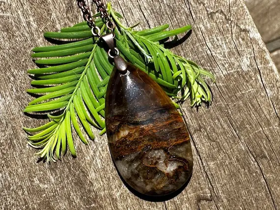Unisex Pietersite Healing Stone Necklace With A Antique Copper Bale And Positive Healing Energy!