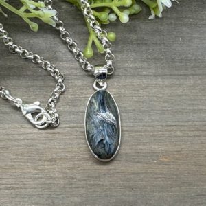 Shop Pietersite Pendants! Genuine Pietersite Oval Cabochon Focal Stone Pendant | Set in .925 sterling silver with 20 inch silver plate rolo chain, lobster claw clasp | Natural genuine Pietersite pendants. Buy crystal jewelry, handmade handcrafted artisan jewelry for women.  Unique handmade gift ideas. #jewelry #beadedpendants #beadedjewelry #gift #shopping #handmadejewelry #fashion #style #product #pendants #affiliate #ad
