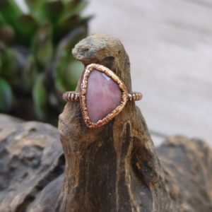 Shop Pink Sapphire Rings! Pink Sapphire Ring / Faceted Pink Sapphire Gemstone / Natural Textured Copper Ring / Unique Shaped Sapphire / Natural Copper Ring / Size 7.5 | Natural genuine Pink Sapphire rings, simple unique handcrafted gemstone rings. #rings #jewelry #shopping #gift #handmade #fashion #style #affiliate #ad