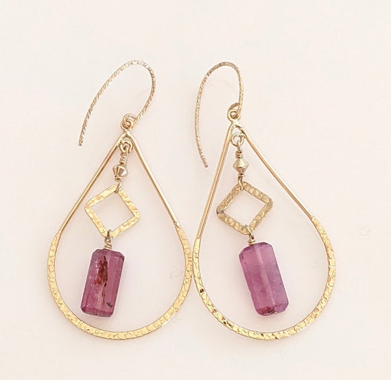 Gold-filled And Pink Tourmaline Earrings
