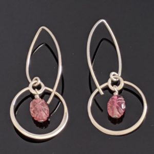 Shop Pink Tourmaline Earrings! Sterling Silver and hand-carved pink tourmaline earrings | Natural genuine Pink Tourmaline earrings. Buy crystal jewelry, handmade handcrafted artisan jewelry for women.  Unique handmade gift ideas. #jewelry #beadedearrings #beadedjewelry #gift #shopping #handmadejewelry #fashion #style #product #earrings #affiliate #ad