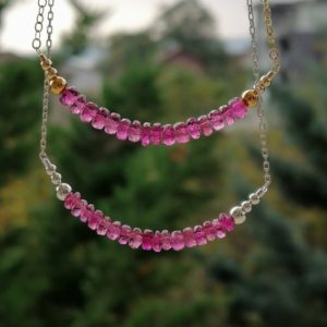Shop Pink Tourmaline Jewelry! Rubellite Necklace Pink Tourmaline Gold or Silver Necklace Dainty Layering Necklace Minimalist Choker Necklace October Birthstone | Natural genuine Pink Tourmaline jewelry. Buy crystal jewelry, handmade handcrafted artisan jewelry for women.  Unique handmade gift ideas. #jewelry #beadedjewelry #beadedjewelry #gift #shopping #handmadejewelry #fashion #style #product #jewelry #affiliate #ad