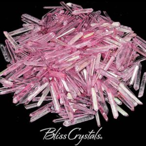 Shop Quartz Points & Wands! 2 Rose Aura "Needle" Rough Laser Quartz Points Pink Rainbow Iridescent #RA02 | Natural genuine stones & crystals in various shapes & sizes. Buy raw cut, tumbled, or polished gemstones for making jewelry or crystal healing energy vibration raising reiki stones. #crystals #gemstones #crystalhealing #crystalsandgemstones #energyhealing #affiliate #ad