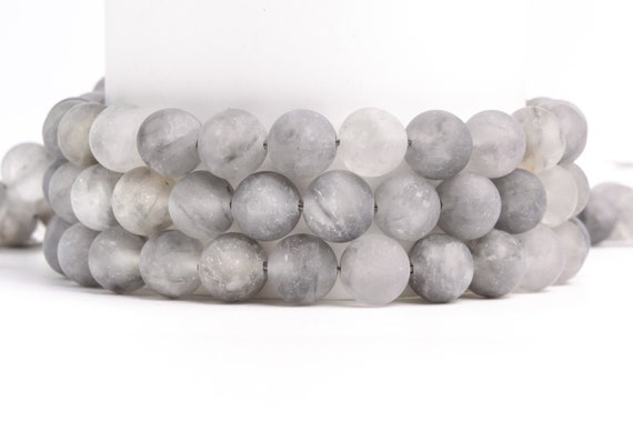 Natural Matte Gray Crystal Quartz Gemstone Grade A Round 4mm 6mm 8mm 10mm 15mm Loose Beads
