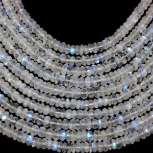 Shop Rainbow Moonstone Faceted Beads! 1 Strand Natural Rainbow Moonstone Rondelle Faceted Bead 5-6mm 14" long Strand,Faceted Rainbow Moonstone,Rondelle Faceted,Rainbow Moonstone | Natural genuine faceted Rainbow Moonstone beads for beading and jewelry making.  #jewelry #beads #beadedjewelry #diyjewelry #jewelrymaking #beadstore #beading #affiliate #ad