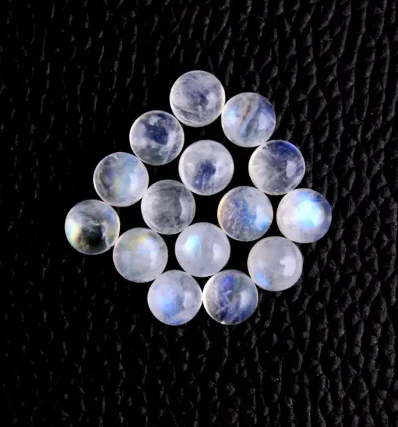 Good Quality 2 Pieces Natural Rainbow Moonstone Cabochons,smooth Round Shape, 6 Mm, Moonstone Gemstone,making Jewelry, Wholesale Price