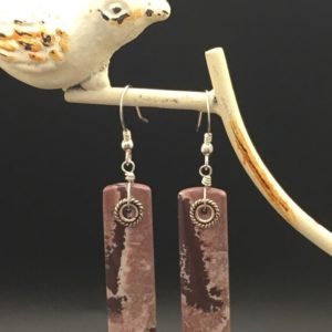 Sonora Dendritic Rhyolite Earrings | Natural genuine Rainforest Jasper earrings. Buy crystal jewelry, handmade handcrafted artisan jewelry for women.  Unique handmade gift ideas. #jewelry #beadedearrings #beadedjewelry #gift #shopping #handmadejewelry #fashion #style #product #earrings #affiliate #ad