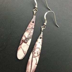 Sonora Dendritic Rhyolite Earrings | Natural genuine Rainforest Jasper earrings. Buy crystal jewelry, handmade handcrafted artisan jewelry for women.  Unique handmade gift ideas. #jewelry #beadedearrings #beadedjewelry #gift #shopping #handmadejewelry #fashion #style #product #earrings #affiliate #ad