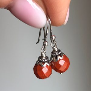 Shop Red Jasper Earrings! Red Jasper Earrings Sterling Silver Natural Gemstones Classic Dainty Dangle Drops Everyday Simple Birthday Mother's Day Gift For Women 6387 | Natural genuine Red Jasper earrings. Buy crystal jewelry, handmade handcrafted artisan jewelry for women.  Unique handmade gift ideas. #jewelry #beadedearrings #beadedjewelry #gift #shopping #handmadejewelry #fashion #style #product #earrings #affiliate #ad