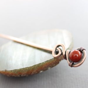 Copper hair stick with red jasper stone, Minimalist hair stick, Beaded hair pin, Shawl stick, Gemstone pin – SP059 | Natural genuine stones & crystals in various shapes & sizes. Buy raw cut, tumbled, or polished gemstones for making jewelry or crystal healing energy vibration raising reiki stones. #crystals #gemstones #crystalhealing #crystalsandgemstones #energyhealing #affiliate #ad