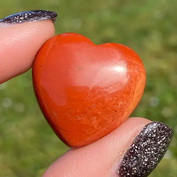 25mm Red Jasper Hearts, Red Jasper Heart, Polished Heart, Puffy Heart, Crystal Heart, Palm Stone, Jasper Heart, Crystal Gift