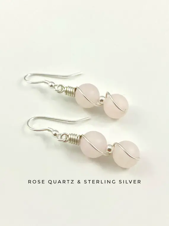 Rose Quartz Earrings, Light Pink Earrings, Dangle Earrings, Gift For Girlfriend